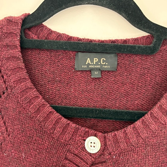 A.P.C. Deep Burgundy Cardigan - Picture 2 of 3
